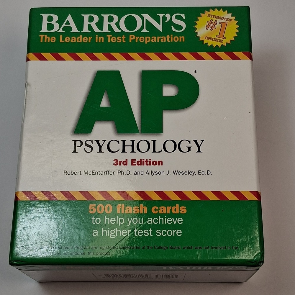 Barron's AP Psychology 500 Flash Cards 3rd Edition Test Prep Study Aid & Ring